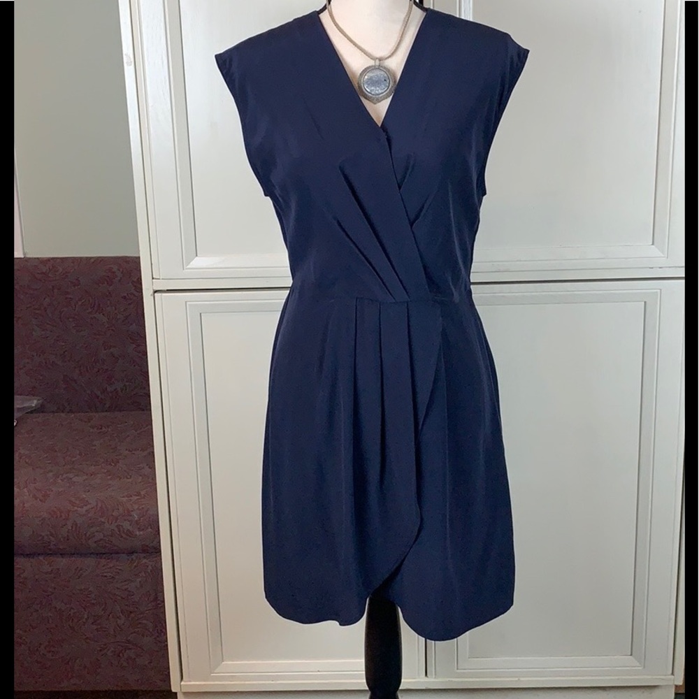 NWT Barneys New York CO-OP label Navy Silk Dress - Picture 3 of 7